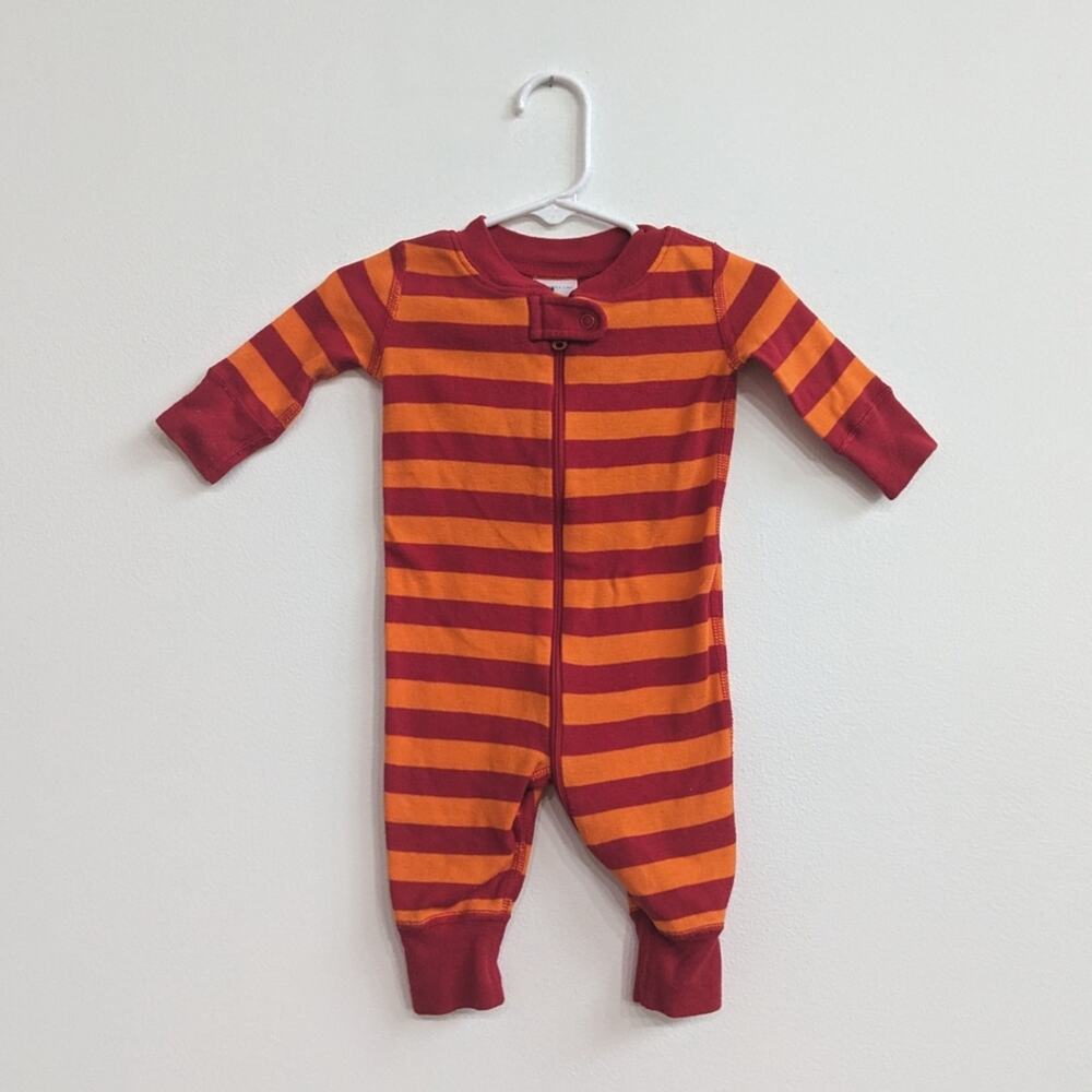 Hanna Andersson Sleeper 0-3m Baby Orange Red Stripe Classic Basic